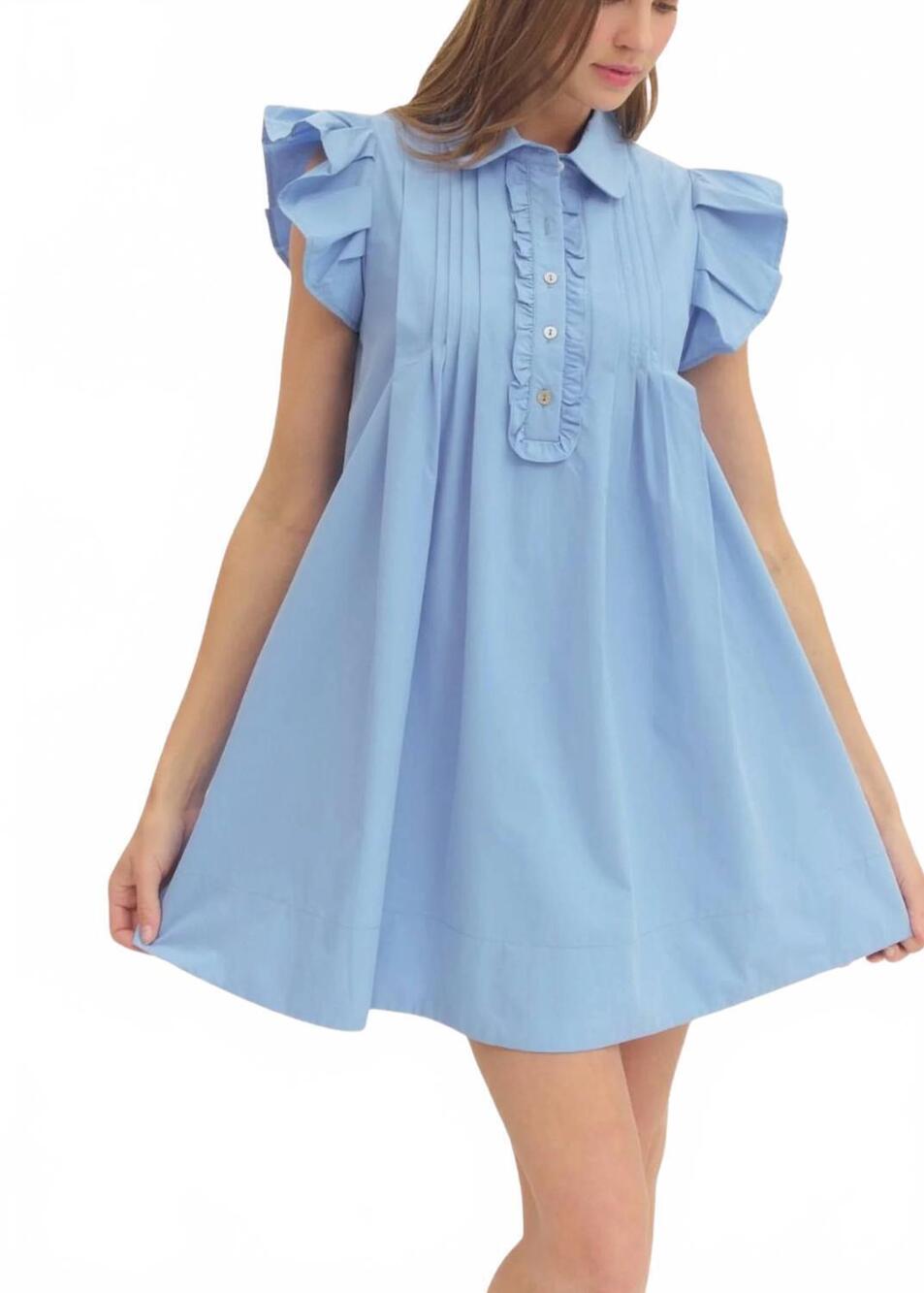 NEW ENTRO helen mini dress in light blue